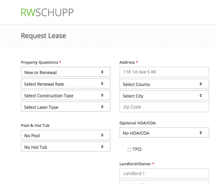 Tenant Lease Generation website